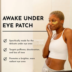 Applied Bolden Awake under-eye patch on the skin for a refreshed look.