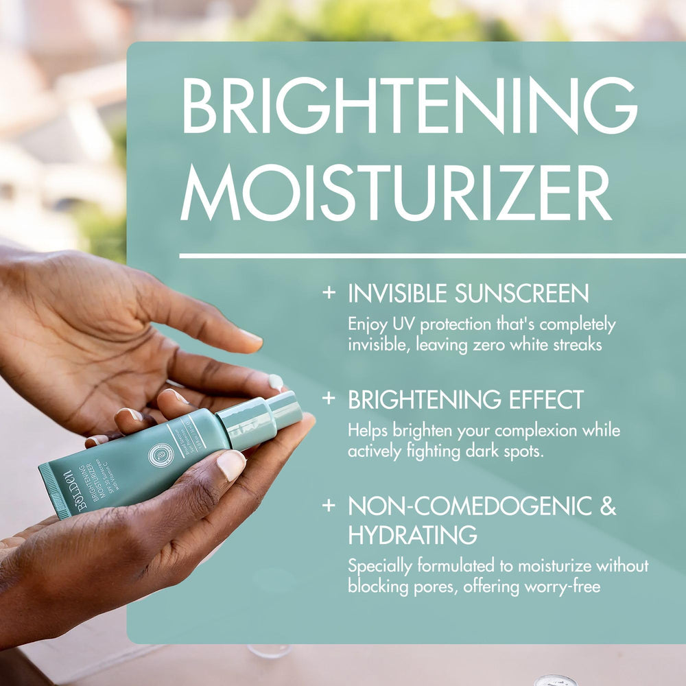 Bolden Brightening Face Moisturizer on clean skin delivering hydration and protection
