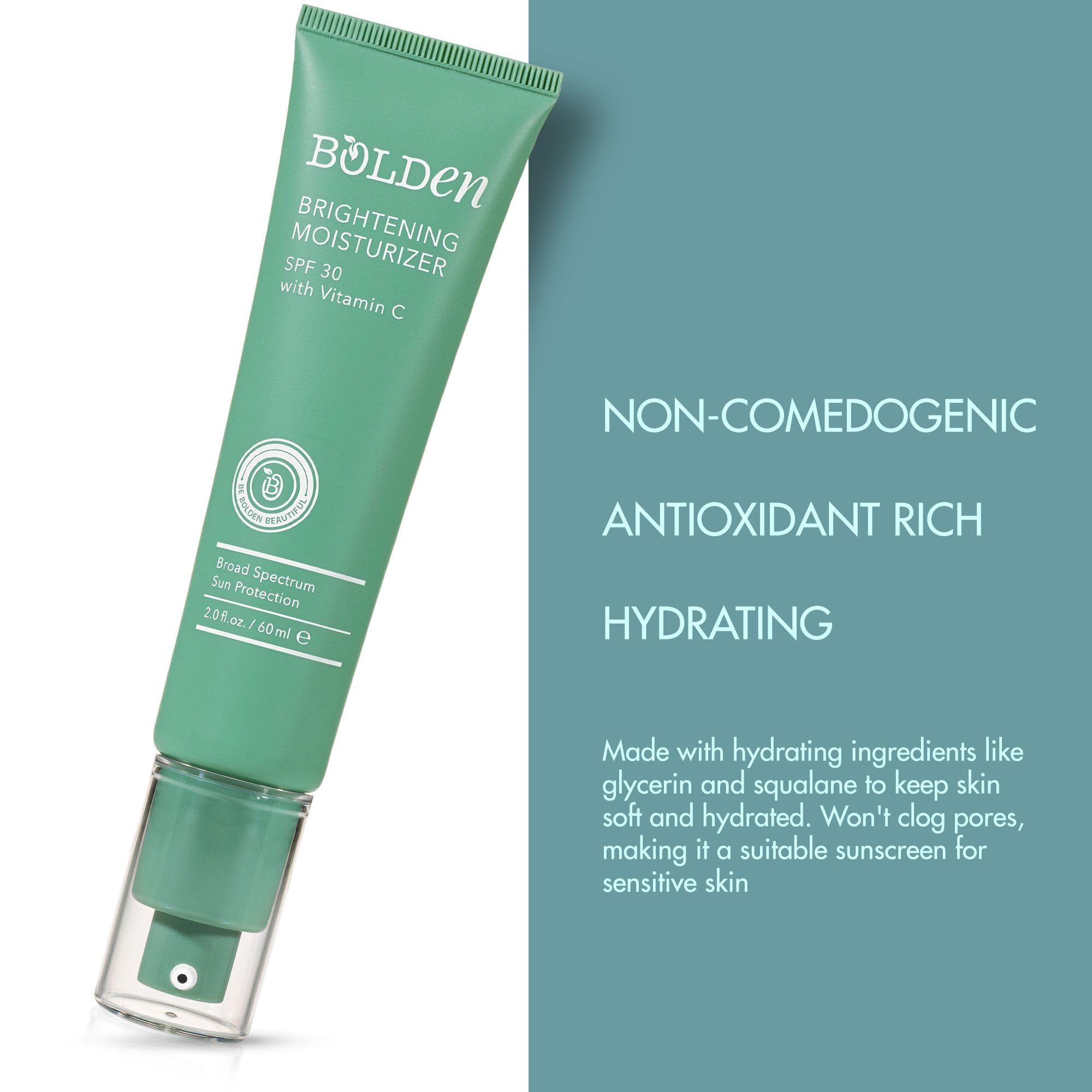 Bolden Brightening Face Moisturizer texture detail highlights lightweight, non-greasy feel