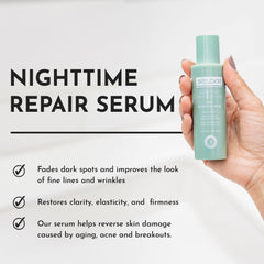 Application visage nocturne avec Bolden Sérum Nuit pour une peau nourrie pendant le sommeil.