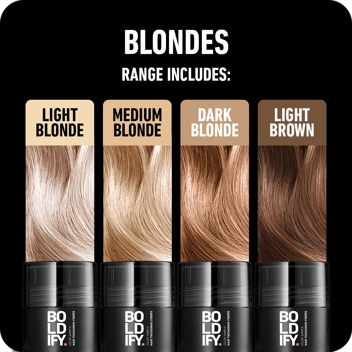 Boldify 14 shades display helps find a natural blend for fuller look
