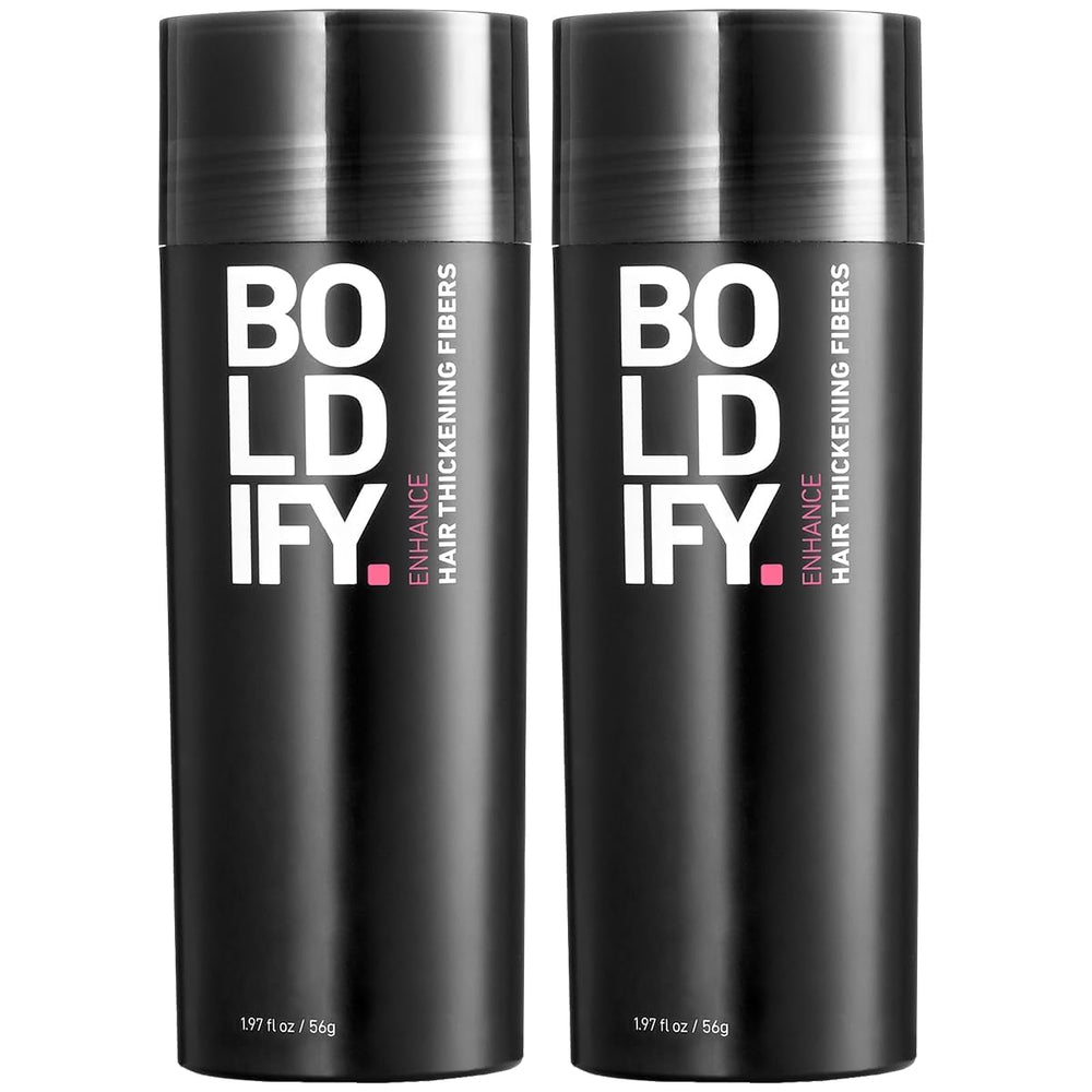 Boldify Hair Fibers bottle closeup for quick on-the-go hair fill.