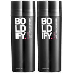 Boldify Hair Fibers bottle closeup for quick on-the-go hair fill.