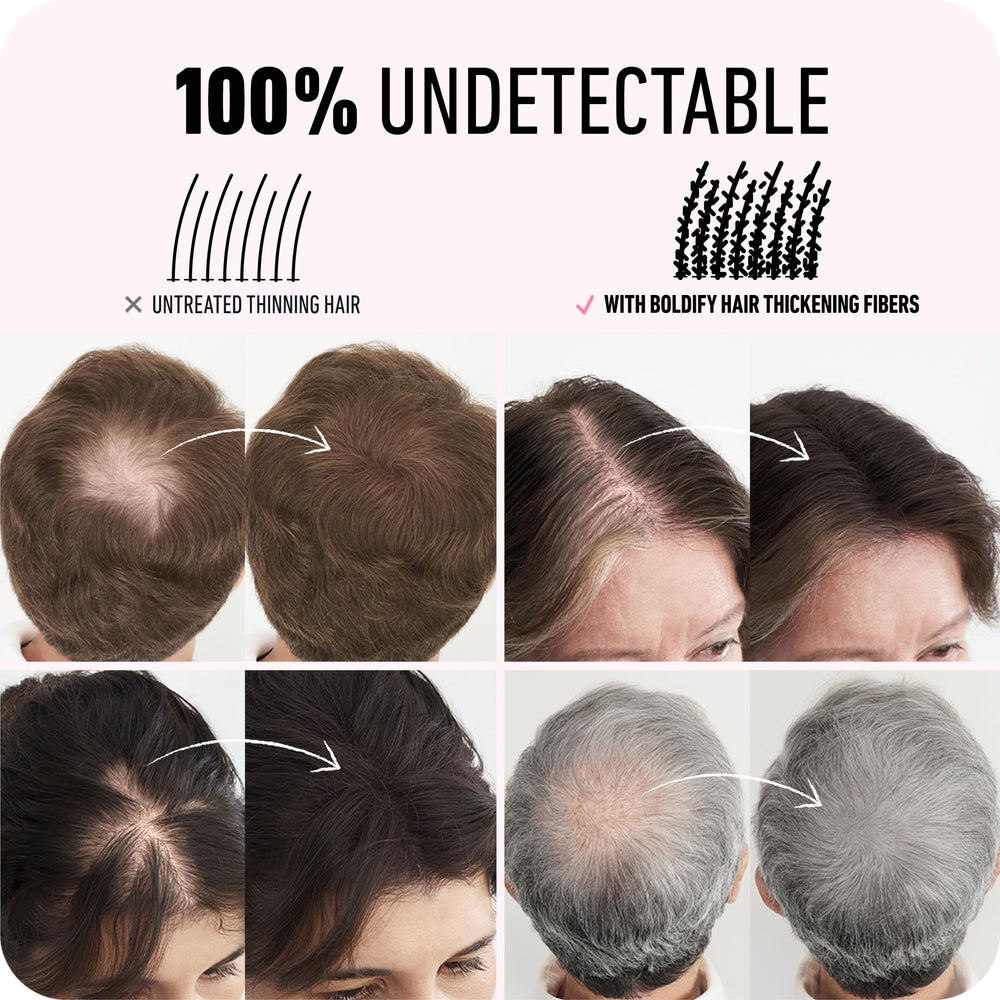 Boldify Hair Fibers partline blend for a seamless look.