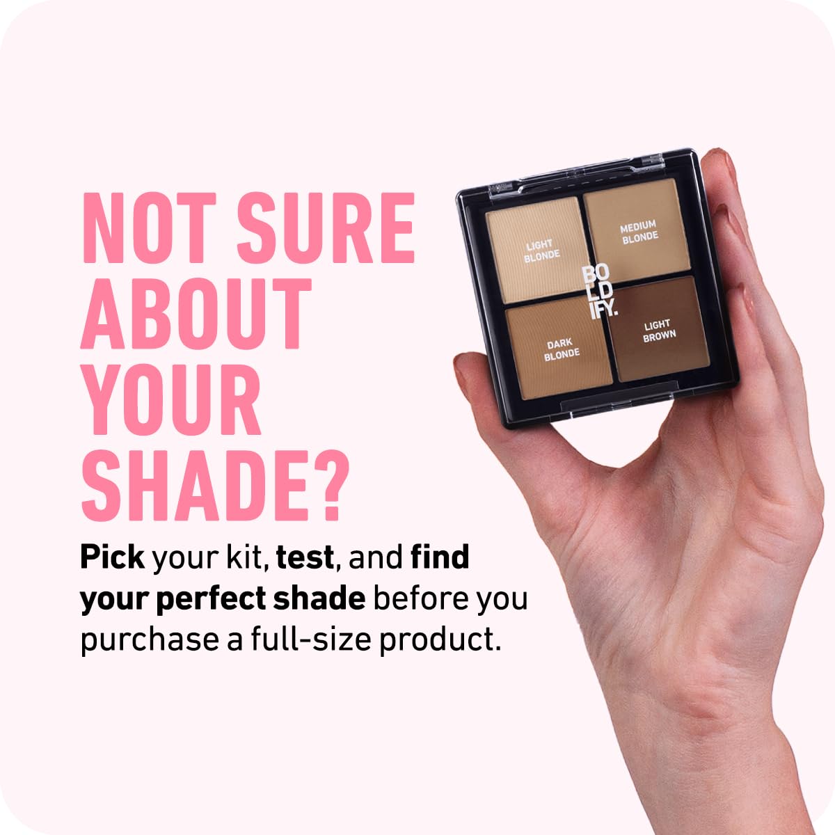 Boldify Hairline Powder dark brown shade swatch for fuller-looking roots.