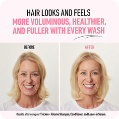 Boldify Thicken Volume Conditioner bottle label emphasizes lightweight hydration for fine hair.