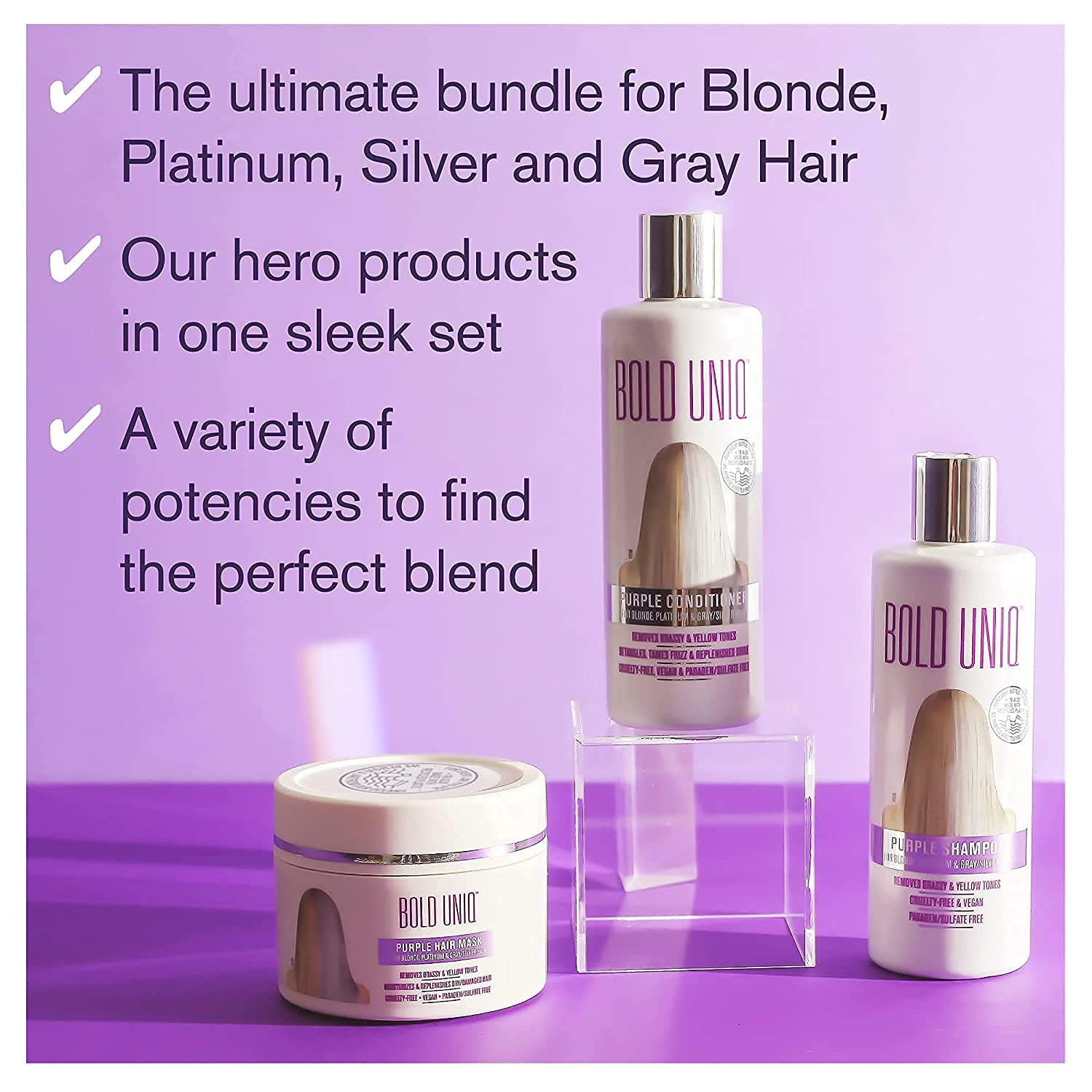 Bold Uniq gift trio box displays premium packaging for at-home salon moments