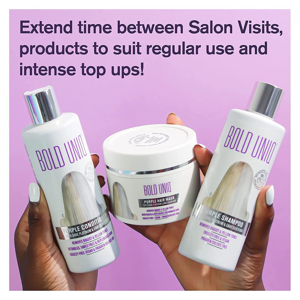 Bold Uniq Purple Mask application reveals vibrant tone and smooth ends
