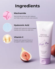 BOM Petit Fig Lotion with niacinamide supports even skin tone.