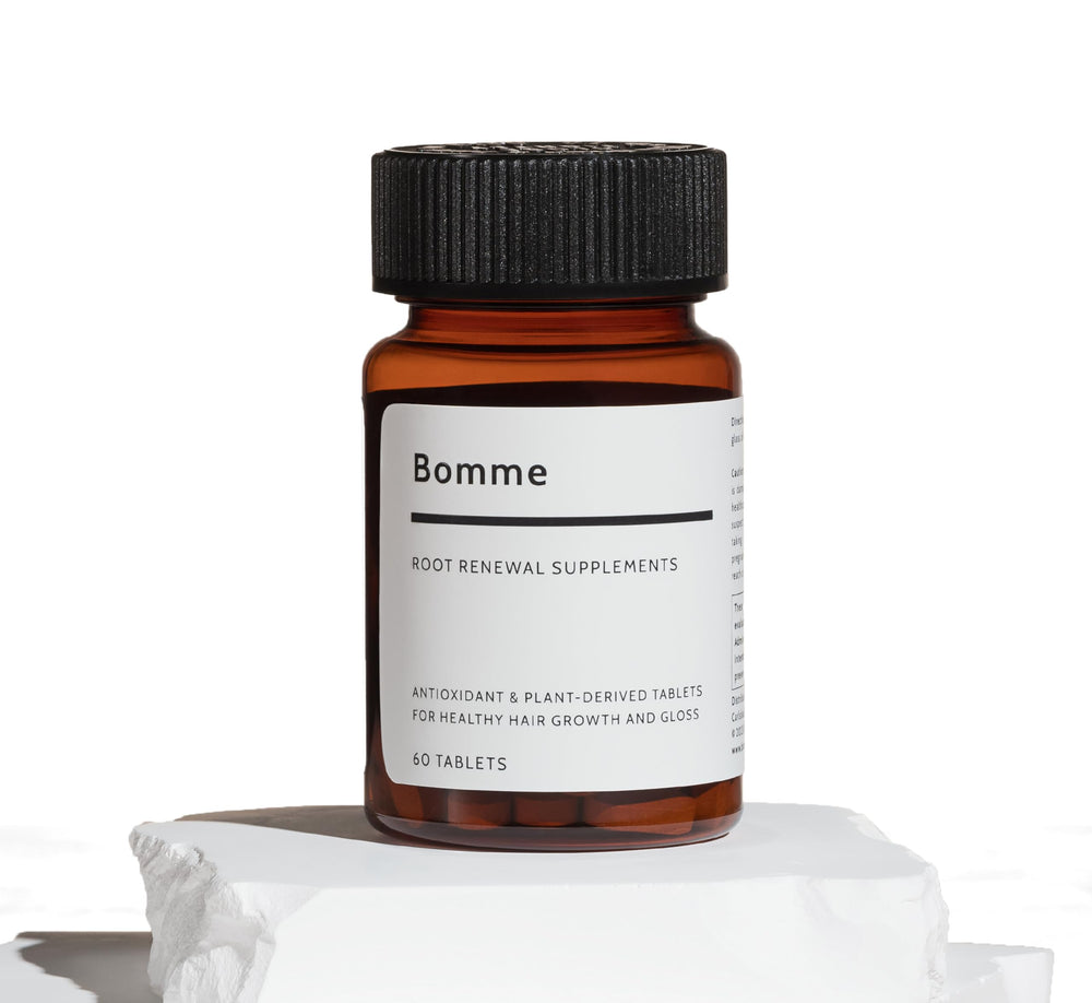 Bomme BLH-308 bottle front with plant-based hair wellness formula.