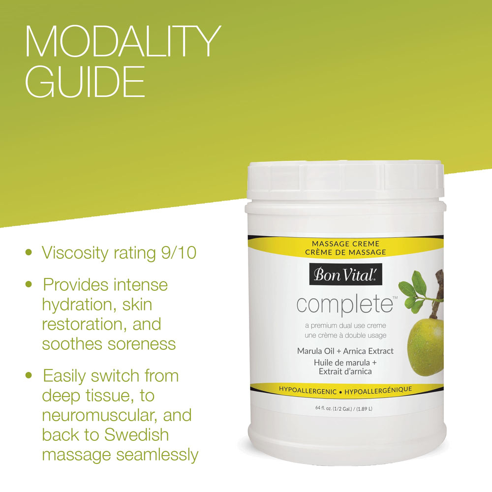 Bon Vital Complete Massage Creme fragrance-free formula—suitable for sensitive environments.