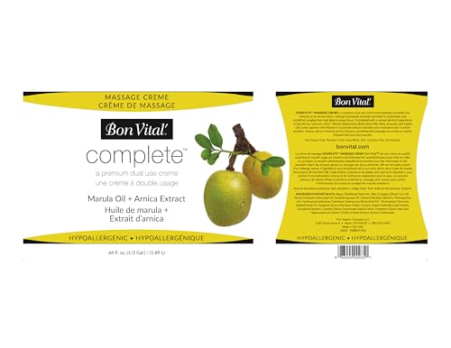 Bon Vital Complete Massage Creme half-gallon label—great for clinics needing extended use.