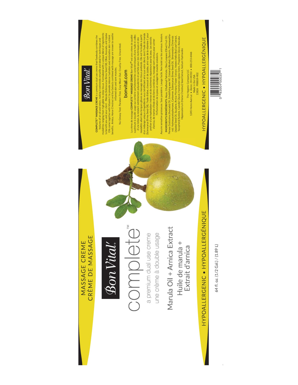 Bon Vital Complete Massage Creme texture swirl—creamy yet clean for long glide sessions.