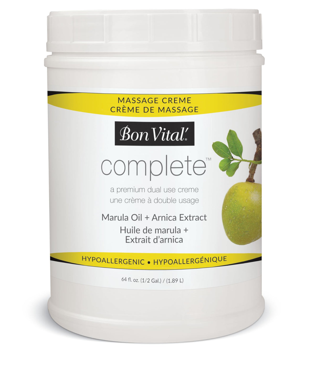 Bon Vital Complete Massage Creme unscented bottle—glide smoothly for professional massages.