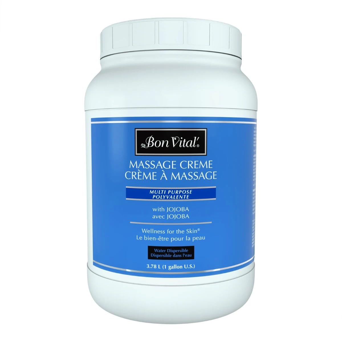 Bon Vital' multi-purpose massage creme bottle for full body massage application.