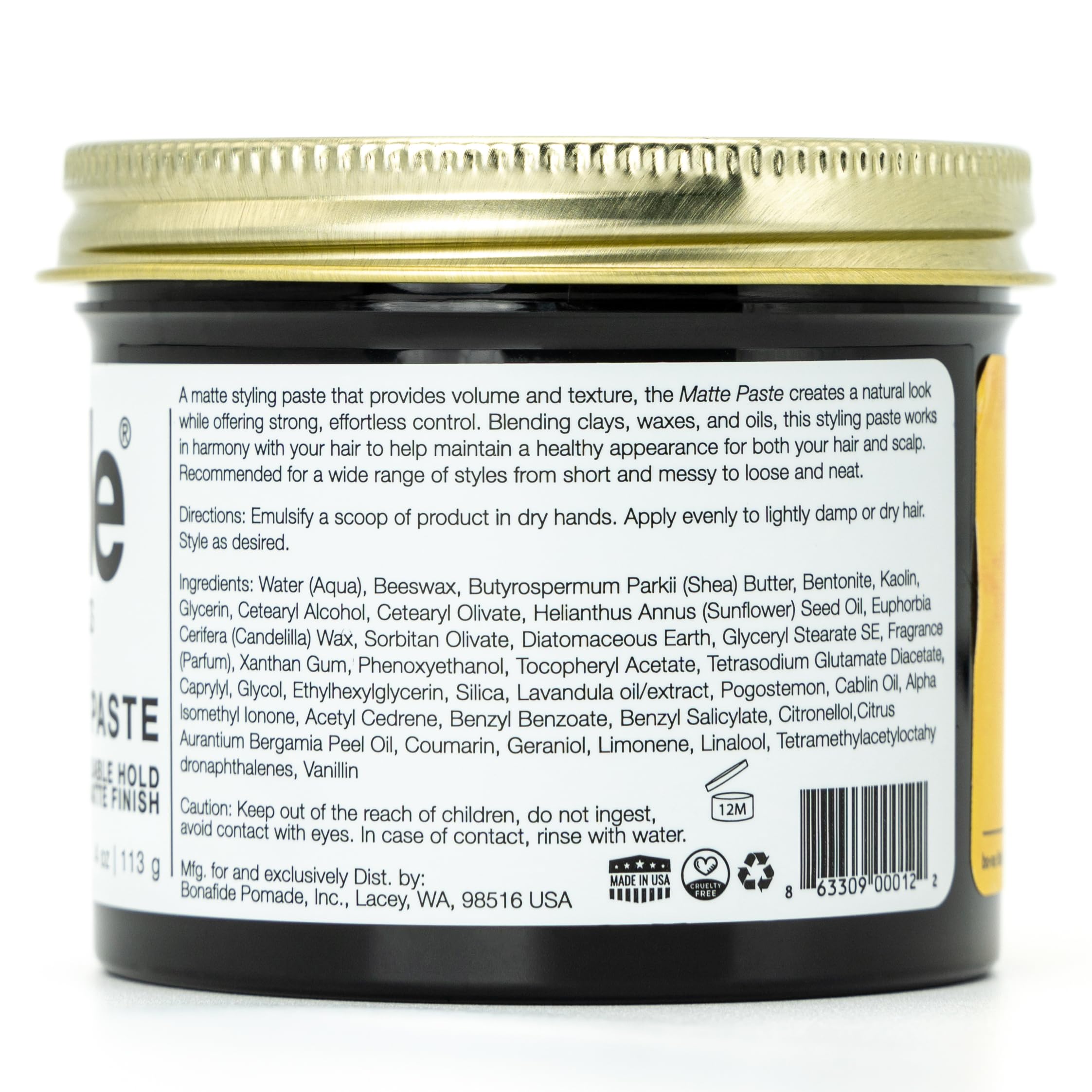Bona Fide Pomade Matte Paste packaging emphasizes premium design