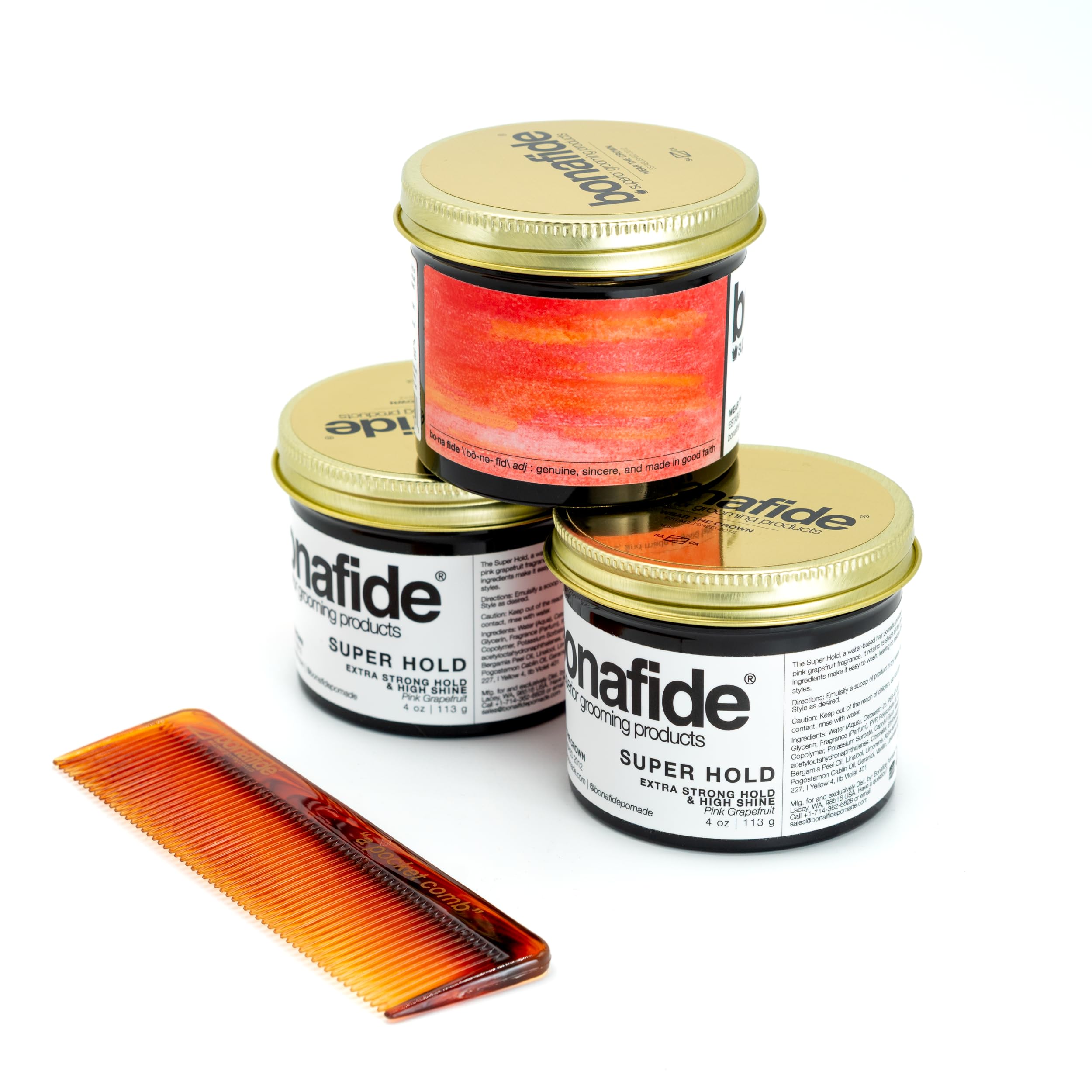 Bona Fide Pomade high shine finish on stylish, defined hair