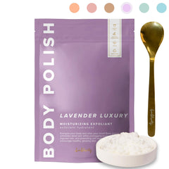 Bonblissity Lavender Body Polish jar close-up showing creamy texture for smooth skin