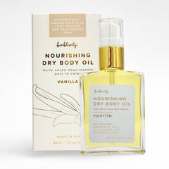 Bonblissity Nourishing Body Oil vanilla close-up skin glow without grease.