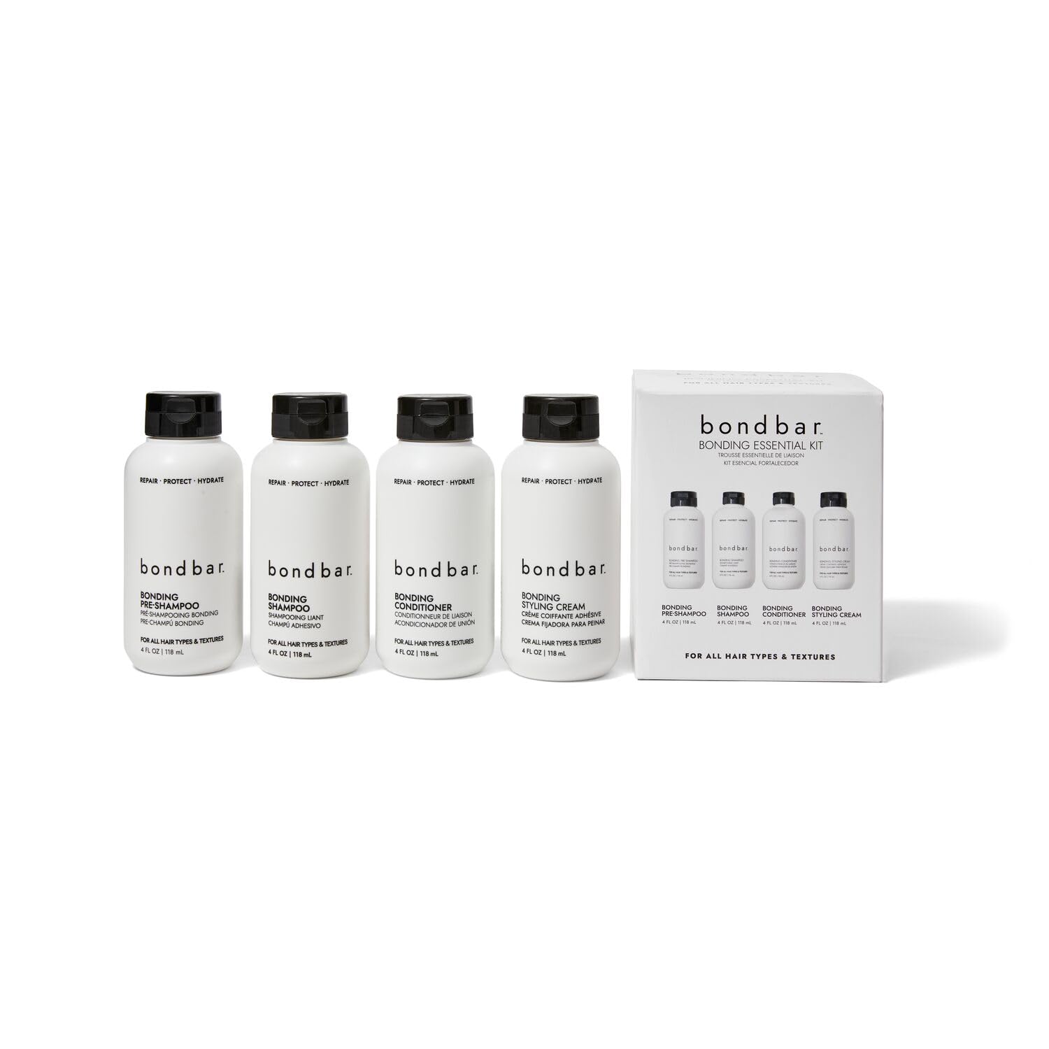 Bondbar Bonding Kit conditioner bottle supporting frizz-free shine.