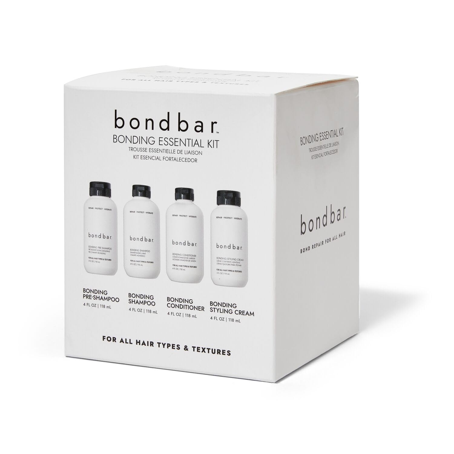 Bondbar Bonding Kit pre-shampoo bottle demonstrates gentle cleansing for damaged hair.