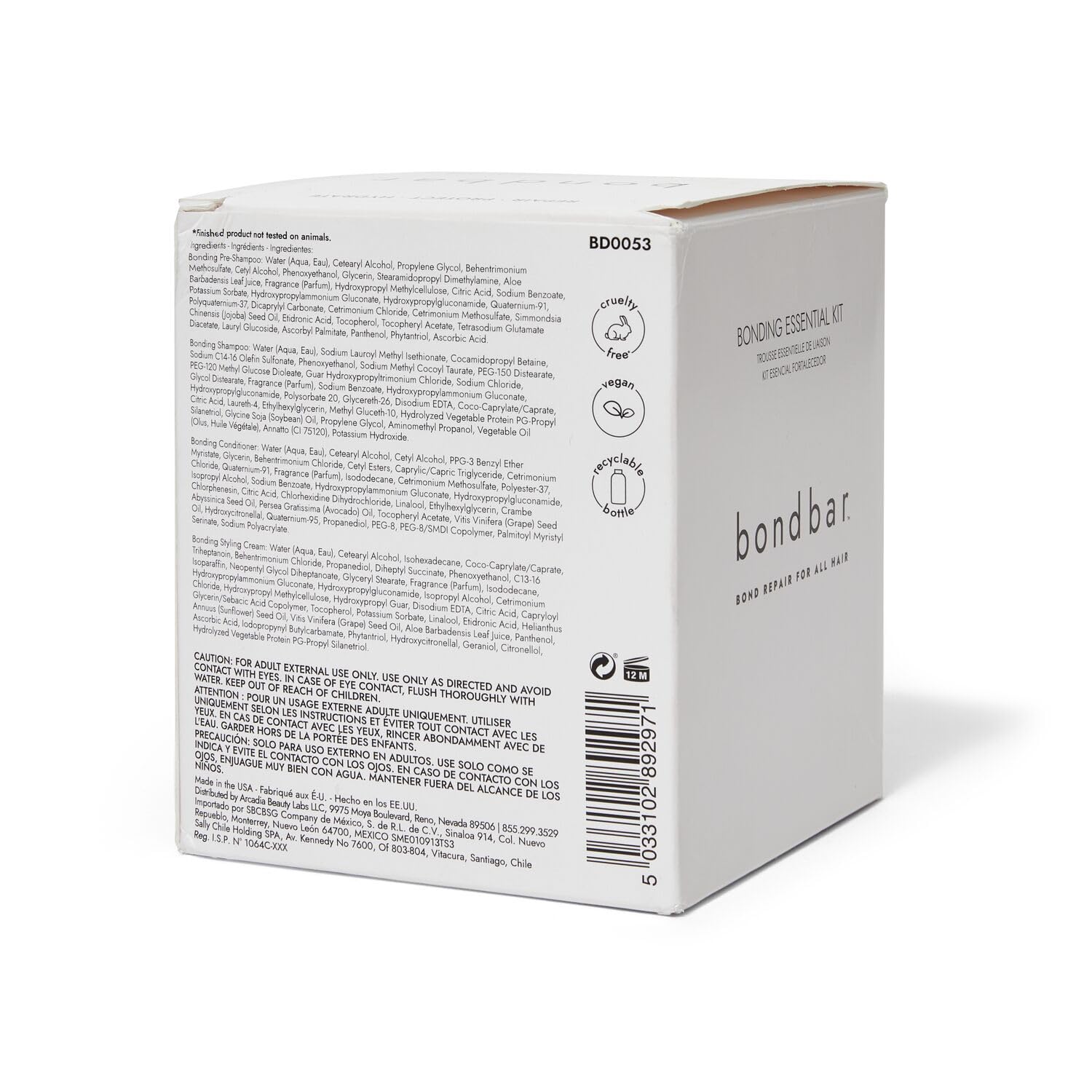 Bondbar Bonding Kit shampoo bottle highlighting smooth detangling benefits.
