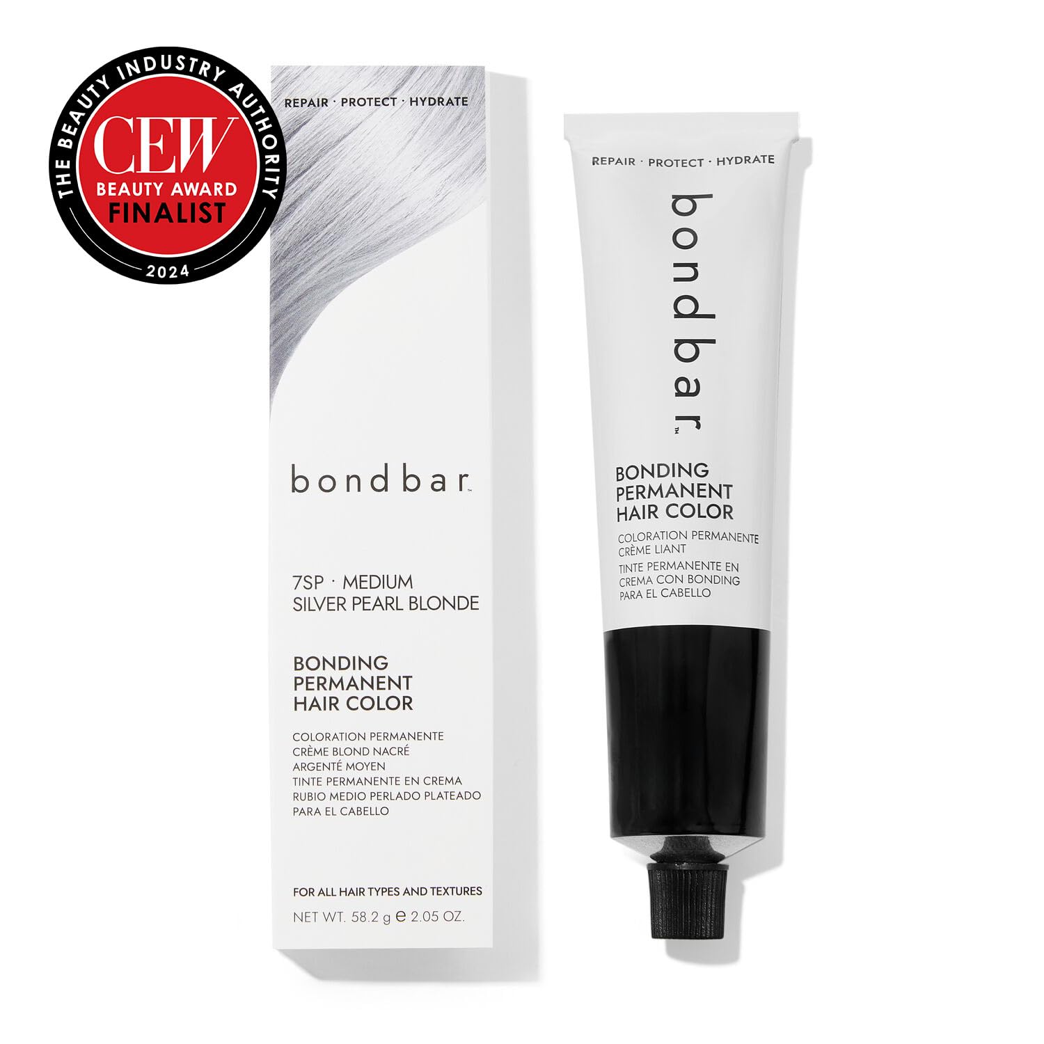 Bondbar gray-coverage result on hair showing uniform color across strands.