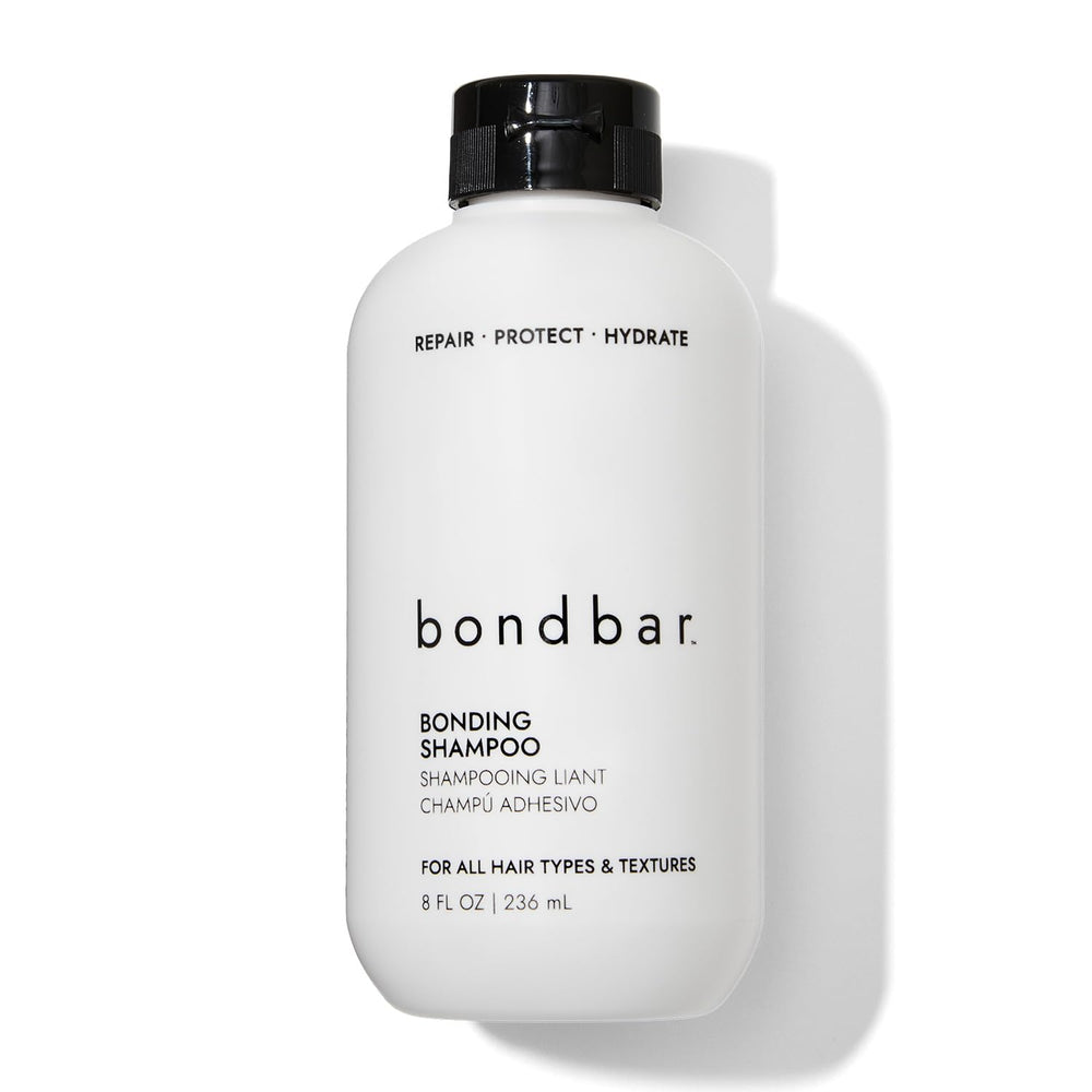 Bondbar Repairing Shampoo bottle showing vegan formula for all hair types