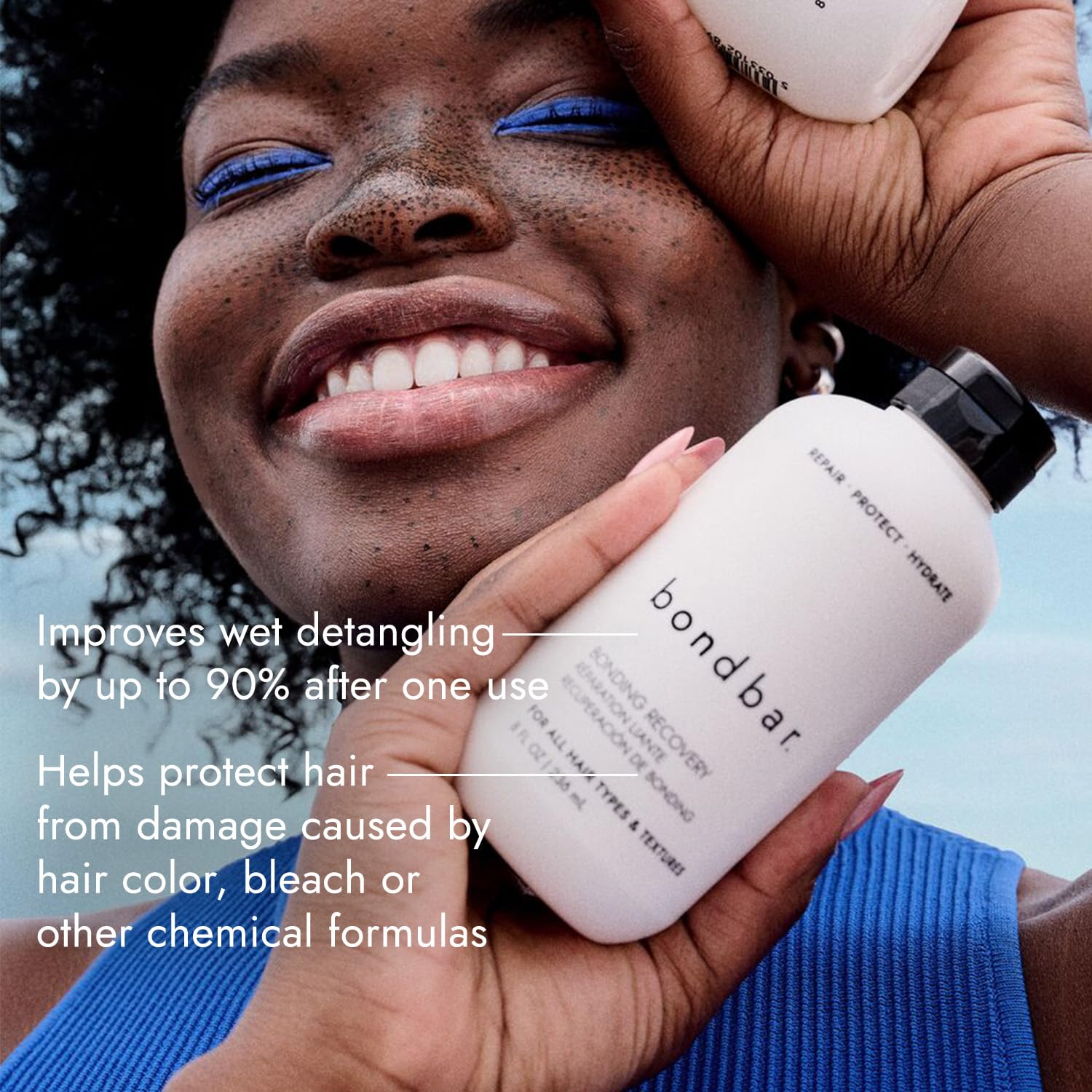 Bondbar Treatment hair application shows even distribution for damaged, color-treated hair.