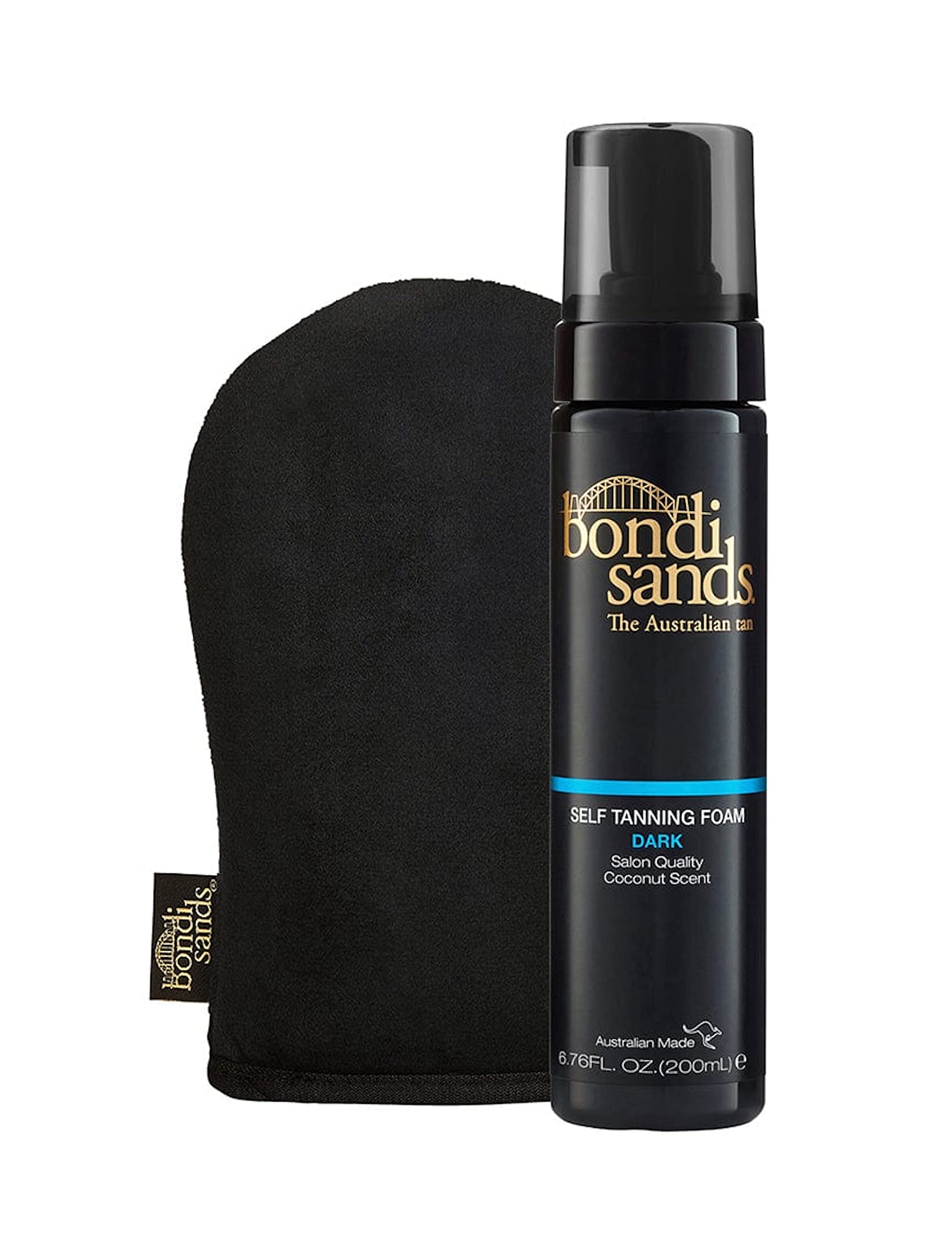 Bondi Sands Dark Self Tanning Foam bottle shows bronzed glow option.