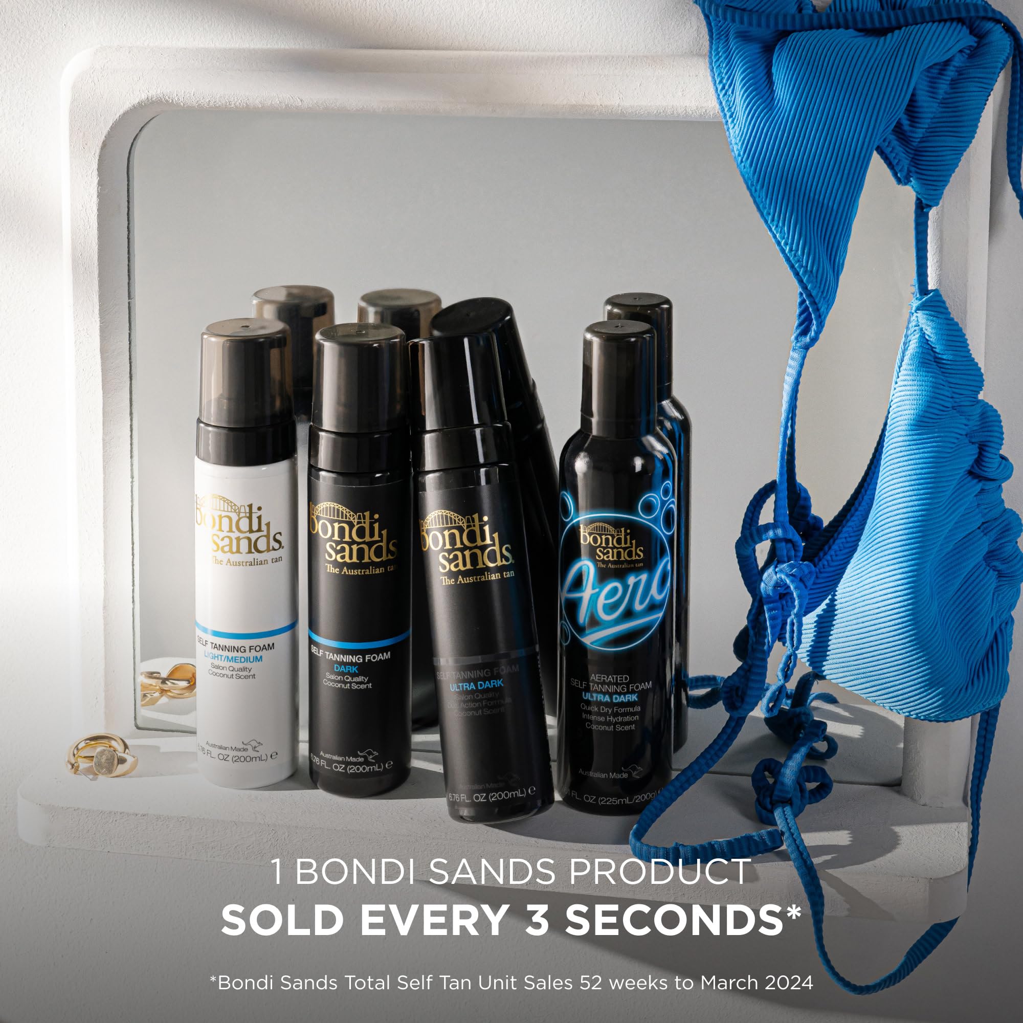 Bondi Sands Dark Self Tanning Foam on clean skin for quick application.