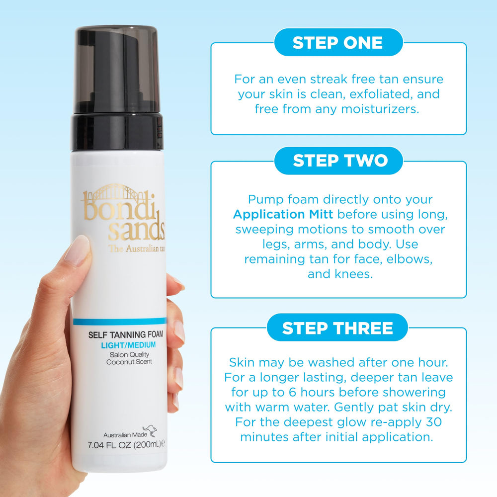 Bondi Sands product on clean skin delivers a hydrated bronze glow.