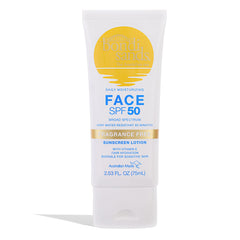 Bondi Sands fragrance free daily sunscreen bottle shown for on-the-go protection.