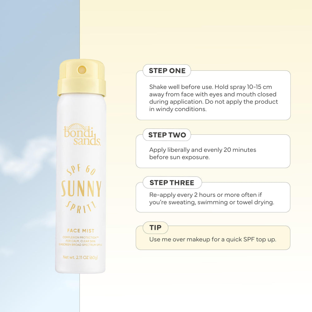 Bondi Sands Sunny Spritz water-resistant sunscreen for outdoor activities.