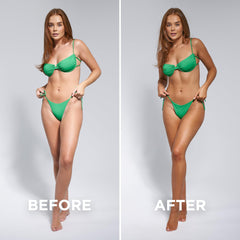 Bondi Sands Technocolor Emerald mitt enables streak-free foam application.