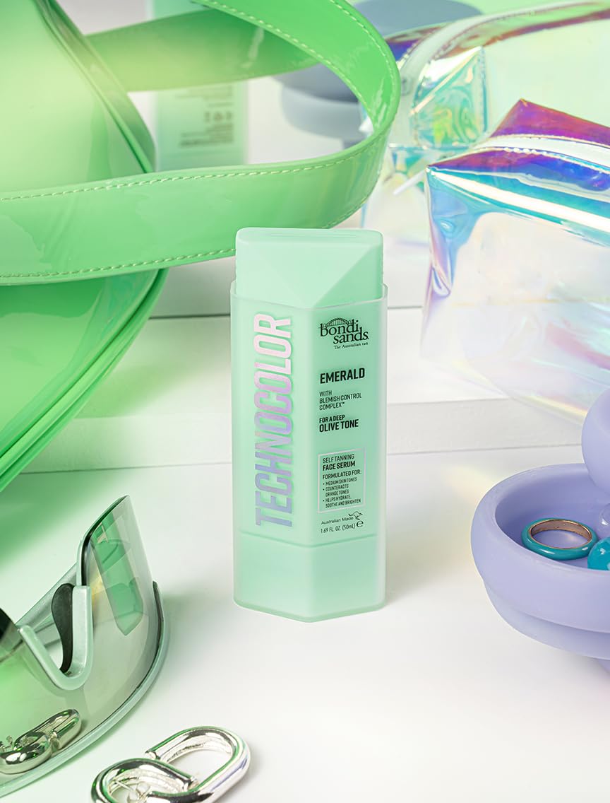 Bondi Sands Technocolor Face Serum absorption shown on fresh skin close-up.