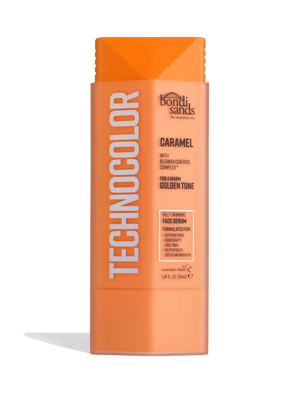 Bondi Sands Technocolor Face Serum application close-up showing hydration and even spread.
