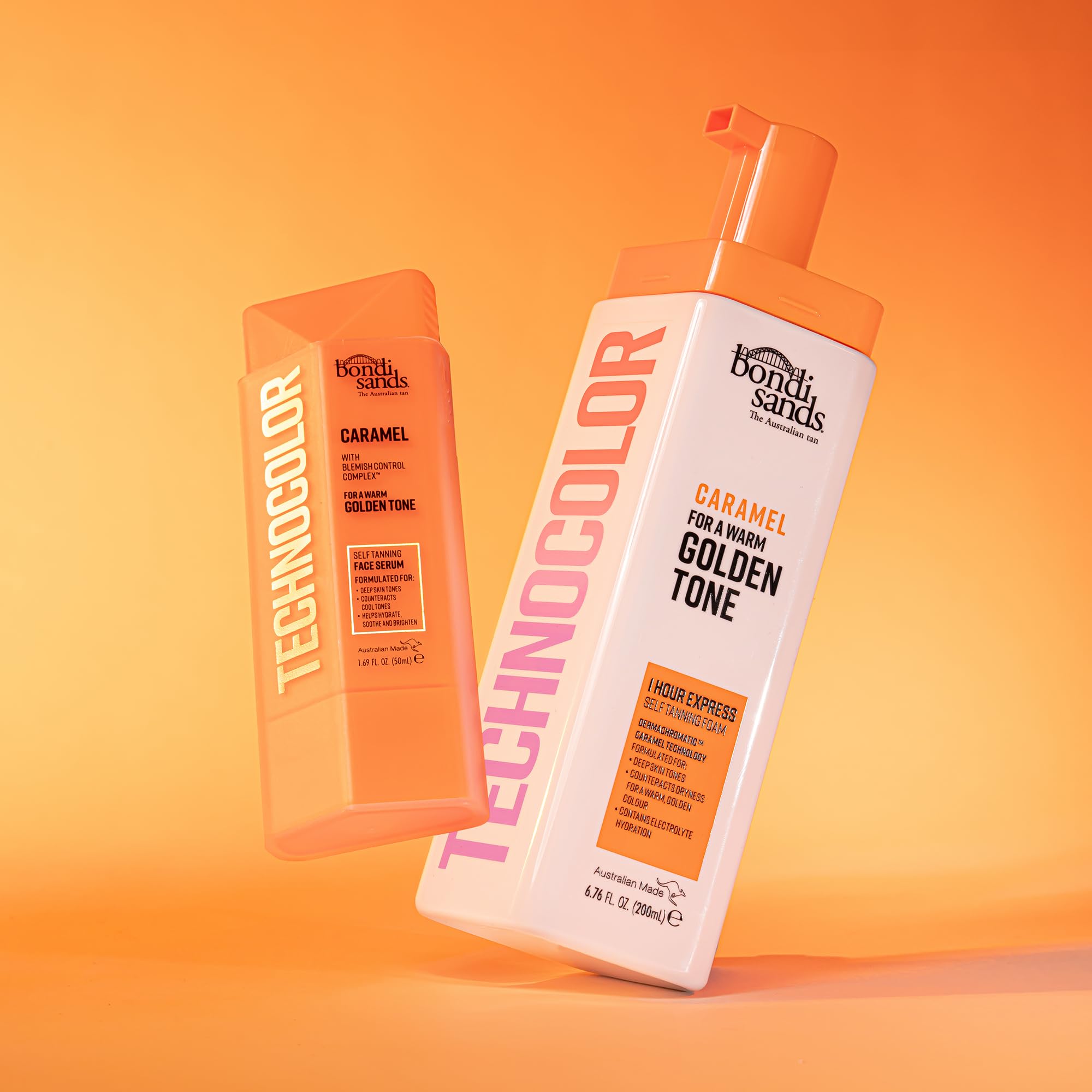 Bondi Sands Technocolor Face Serum box with branding on display.