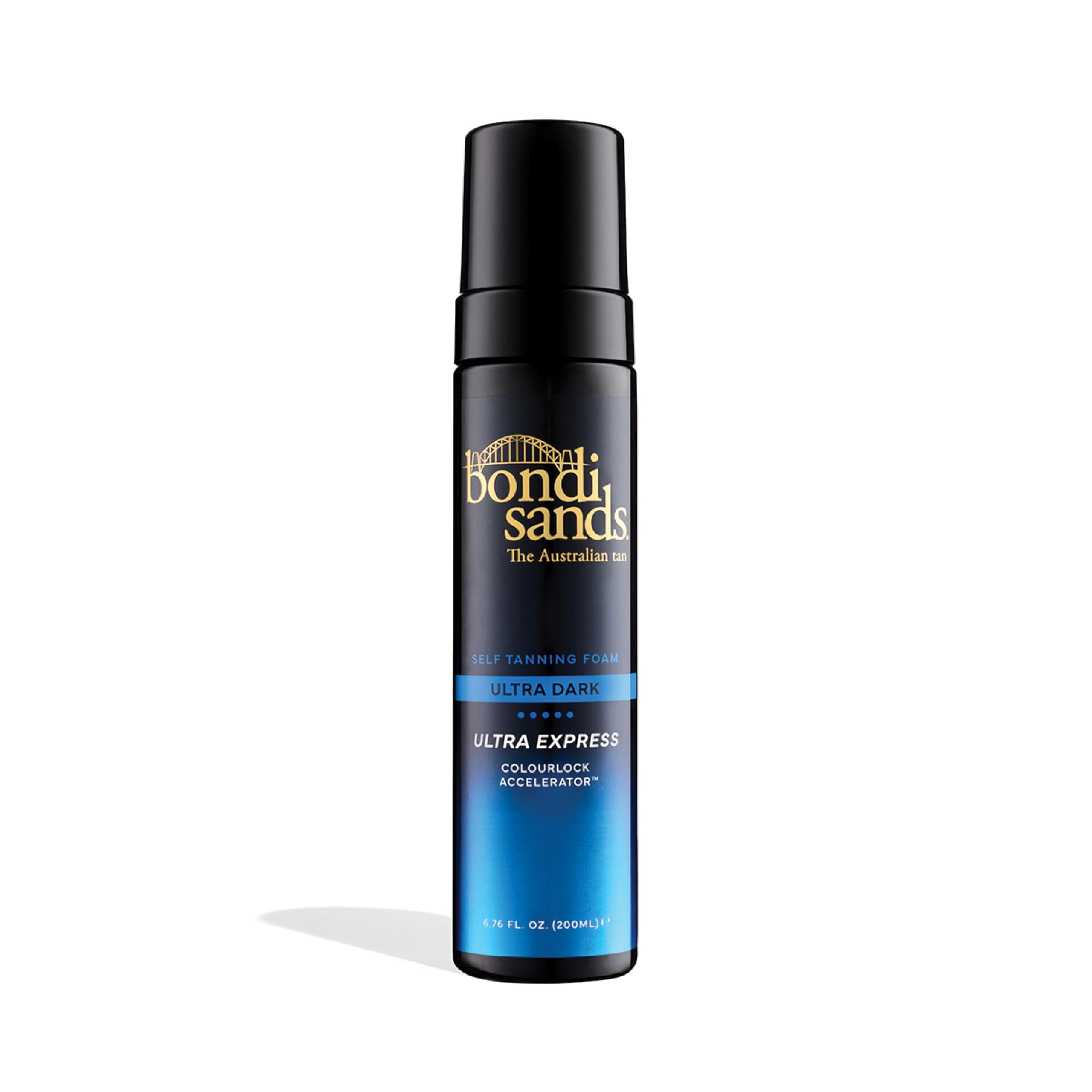 Bondi Sands Ultra Express self tanning foam bottle ready for fast color development.
