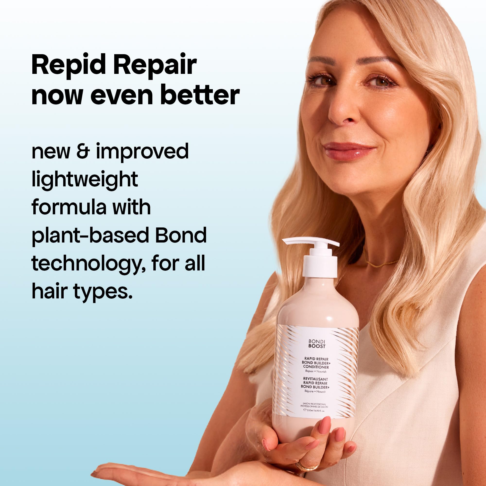 Hair strands appear nourished after rinse with improved elasticity.