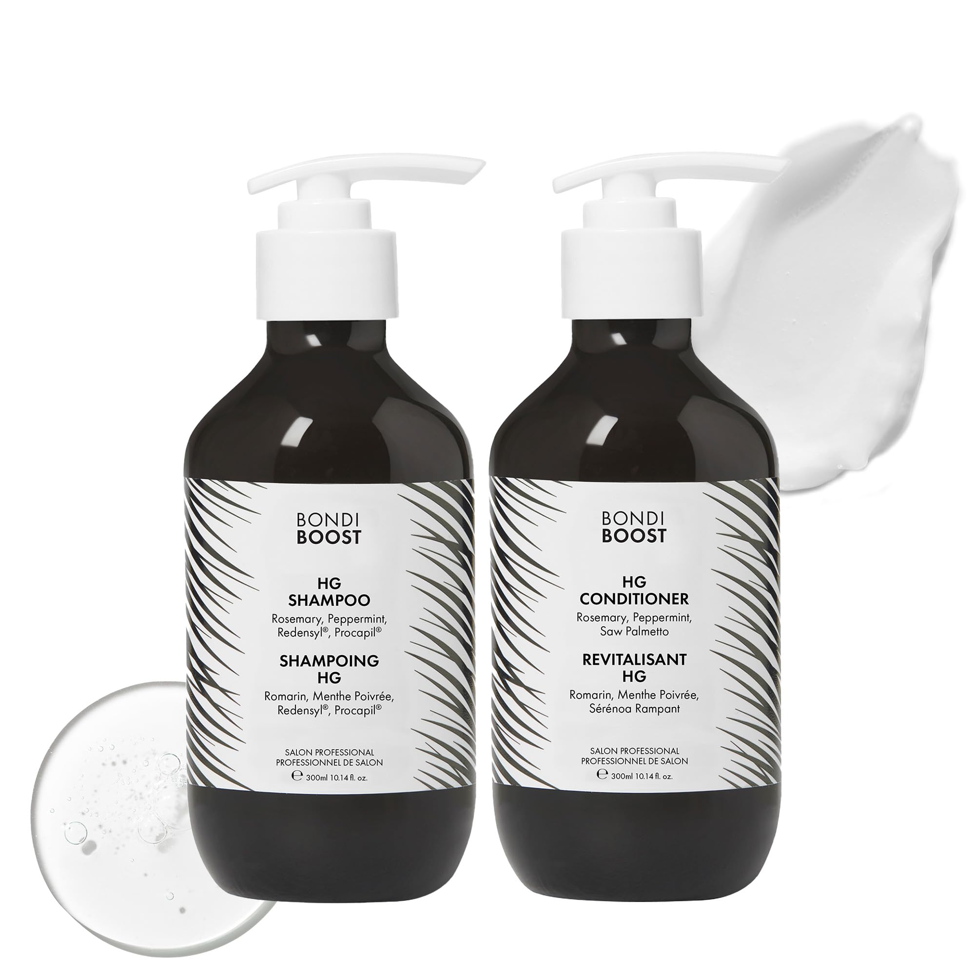 BondiBoost HG anti-thinning shampoo bottle for fuller-looking hair.