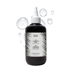 BondiBoost HG Clarifying Rinse bottle pour for quick scalp detox ritual.