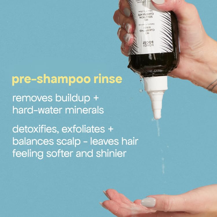 BondiBoost HG Clarifying Rinse with rosemary highlights healthier scalp balance.