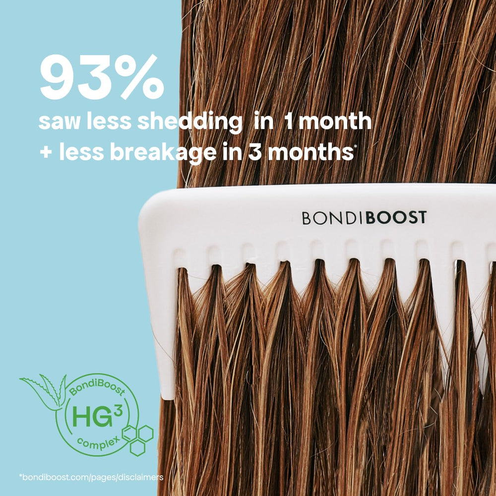 BondiBoost HG conditioner bottle on counter showing sulfate-free formula