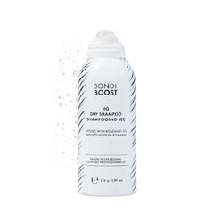 BondiBoost HG Dry Shampoo bottle with rosemary spray for oil absorption and refreshed roots.