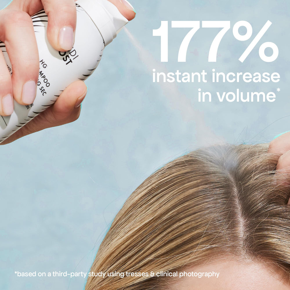 BondiBoost HG Dry Shampoo oil-absorption texture shown on roots.