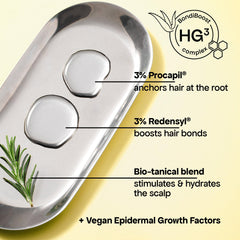 Scalp closeup with BondiBoost HG Lock Drops highlighting revitalized roots