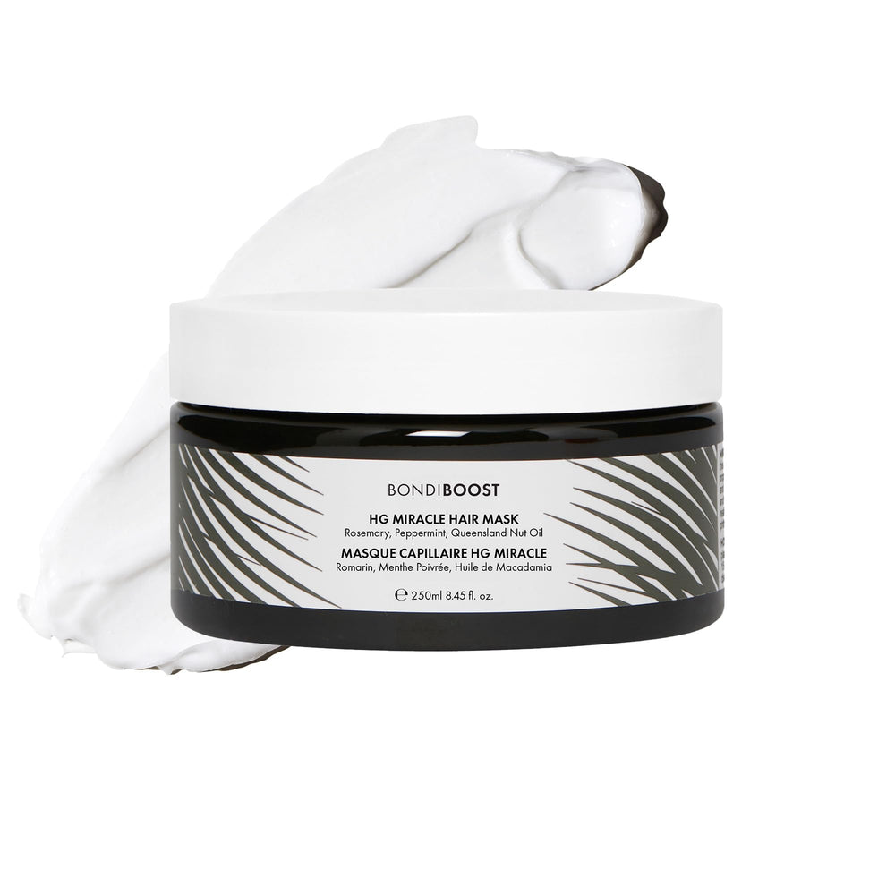 BondiBoost Miracle Hair Mask bottle delivers deep conditioning for damaged hair.