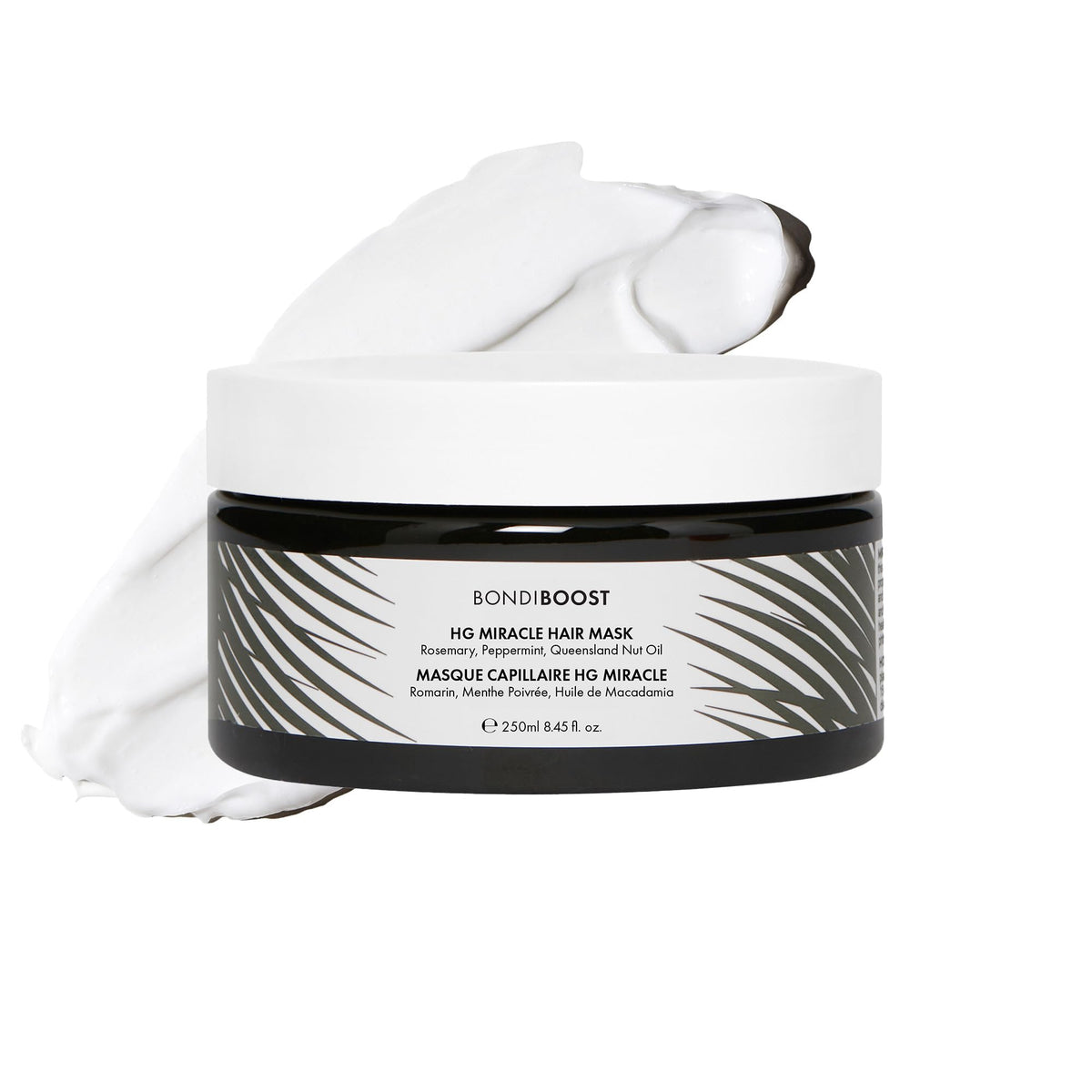 BondiBoost Miracle Hair Mask bottle delivers deep conditioning for damaged hair.
