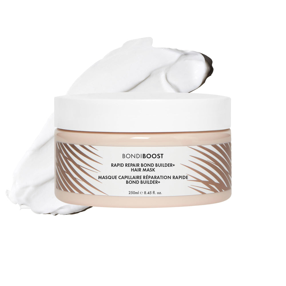 BondiBoost Rapid Repair Bond Builder bottle showing deep conditioning for damaged hair